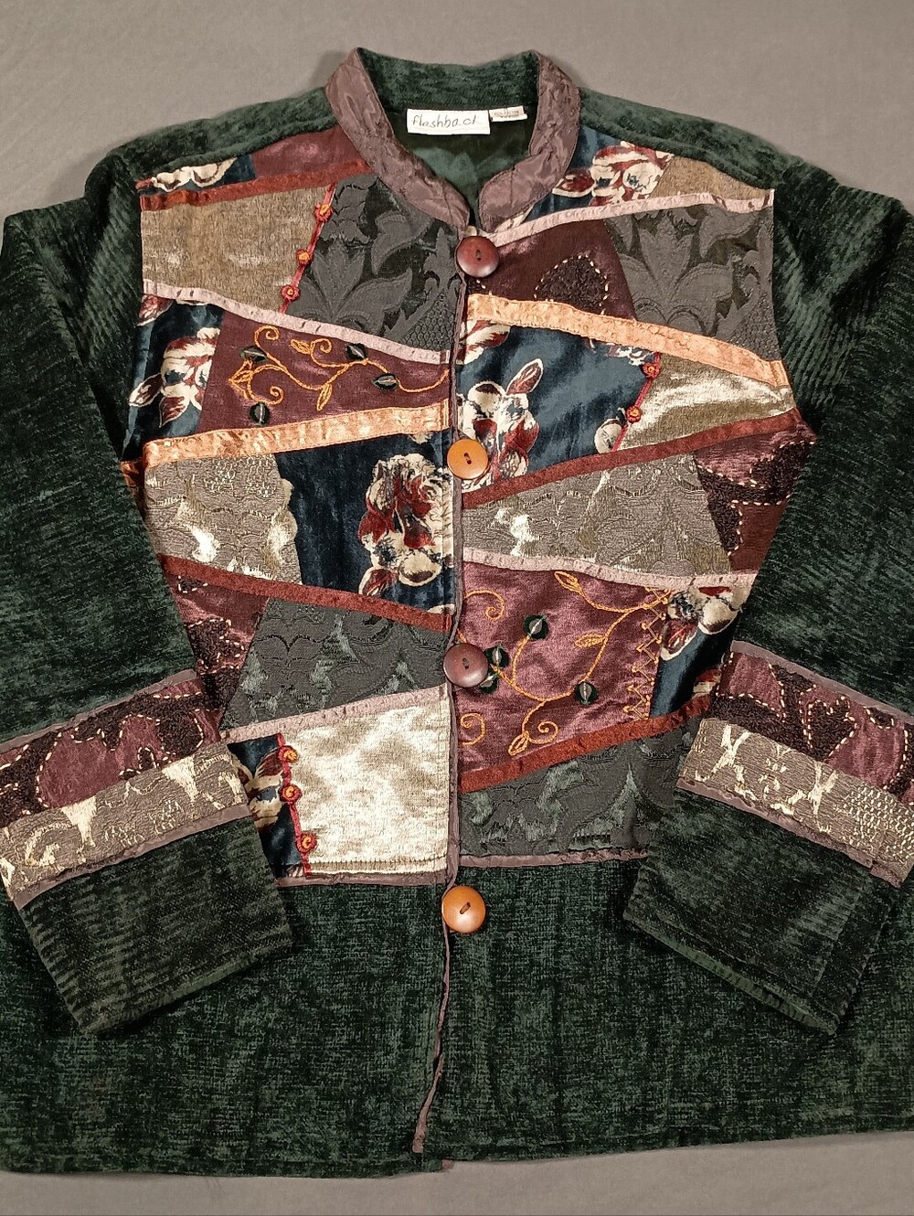 Floral Embroidered Boho Patchwork Cottagecore Size M Flashback Tapestry Jacket